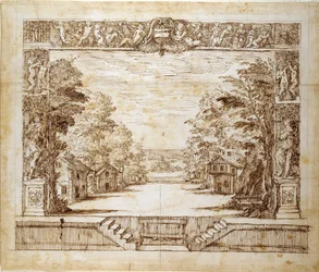 Proszenium und stehende Szene, ca. 1635