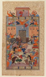 Folio aus einem Shahnameh: Die Iraner erobern Afrasiyabs Festung