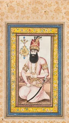 Porträt von Nadir Shah, eines von einem Paar mit Karim Khan Zand, Qajar Iran