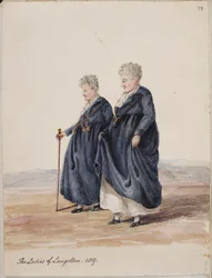Lady Eleanor Butler und Miss Sarah Ponsonby, Die Damen von Llangollen, ca. 1816 (Zeichnung)