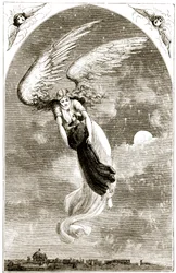 St. Patrick wird von einem Engel nach Rom getragen, aus The Trias Thaumaturga, oder Drei Wunderwirkende Heilige von Irland, von Mary Cusack (1829-99) veröffentlicht um 1890
