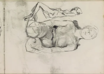 Kniendes und liegendes weibliches Akt