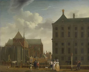 Die Nieuwe Kerk und das Rathaus am Dam in Amsterdam, ca. 1780-90