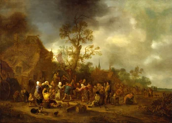 Bauern beim Feiern vor einem Gasthaus, 1642