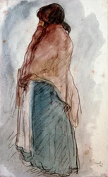 "La femme a la jug" (La del cantaro) Aquarell von Isidre Nonell i Monturiol (1873-1911). 1906 Barcelona. Nationales Kunstmuseum von Katalonien.