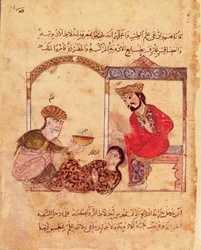 Ms.Arabe 3465 fol.78 Eine medizinische Beratung, aus dem Buch von Kalila und Dimna