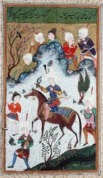Ms B-284 fol.50b Die Jagd des Königs, aus Divan von Huseyn Bayqara, ca. 1540