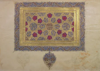 Seite aus einem Koran-Manuskript, illuminiert von Mohammad ebn Aibak, Il-Khanid-Periode, frühes 14. Jahrhundert