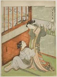 Gänse landen in Yoshiwara (Yoshiwara no rakugan), aus der Serie "Acht Ansichten der Edo-Vergnügungsviertel (Edo irozato hakkei)"