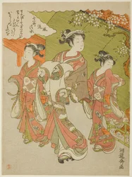 Ono no Komachi besucht den Kiyomizu-Tempel, aus der Serie Die modischen sieben Komachi (Furyu nana Komachi)