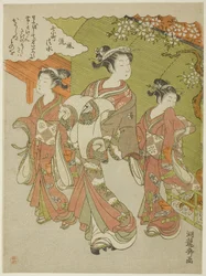 Ono no Komachi besucht den Kiyomizu-Tempel, aus der Serie Die modischen sieben Komachi