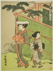 Die Abendglocke der Nonne (Bikuni no bansho), aus der Serie "Acht Ansichten modischer menschlicher Beziehungen (Furyu jinrin mitate hakkei)"