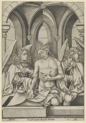 Christus als Schmerzensmann zwischen zwei Engeln, ca. 1500