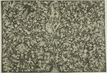 Ornamentales Panel mit zwei Liebenden