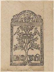Baum mit Krone und zwei Vögeln