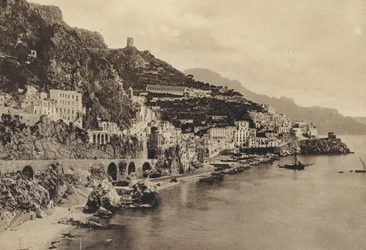 Neapel: Amalfi, Panorama (s/w Foto)