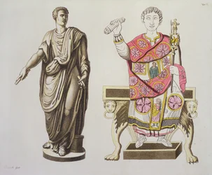 Ein römischer Senator und ein Beamter, aus Costumi dei Romani, ca. 1805-20 (Aquatinta)