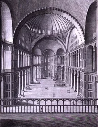 Ansicht des Inneren der Moschee von Santa Sophia in Konstantinopel, aufgenommen 1786, gestochen von Domenico Pronti, 1788 (Stich)