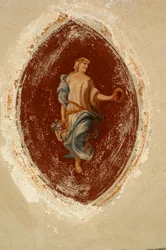 Allegorie des Überflusses, Fresko, Ternengo Gromo Palast (16. Jahrhundert), mittelalterliches Viertel in Piazzo, Biella, Piemont, Italien
