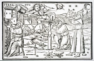 Arabische Astrologen, Kopie einer Illustration aus In Somnium Sciopinis von Macrobius, Venedig 1513, verwendet in einer Geschichte der Magie, veröffentlicht im späten 19. Jahrhundert