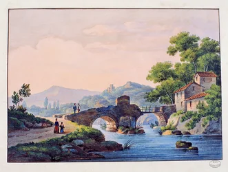 Brücke über einen Fluss, italienische Landschaft