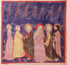 Dante und Beatrice mit den Heiligen des Paradieses, aus Die Göttliche Komödie von Dante Alighieri (1265-1321)