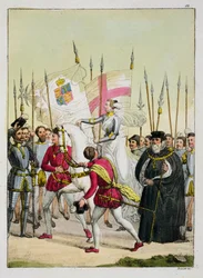 Elisabeth I., Tafel 12 aus Die Geschichte der Nationen (Aquatinta)