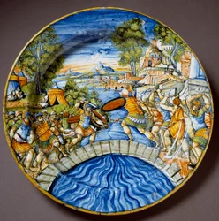 Episode der Verteidigung der Sublicius-Brücke durch den legendären römischen Helden Horatius Cocles während der Kämpfe gegen die Etrusker