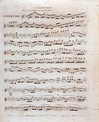 Erste Seite der Partitur für die Violine aus der Oper 
