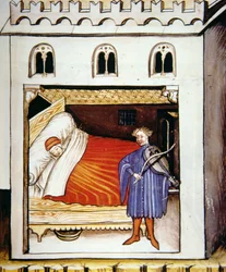 Schlaf, Illustration aus Tacuinum Sanitatis Codex Vindobonensis