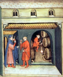 Alter Fruchtwein, Illustration aus Tacuinum Sanitatis Codex Vindobonensis