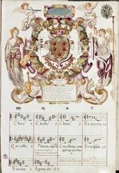 Frontispiz mit mediceischem Wappen der Partition von Missa ducalis