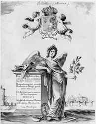 Frontispiz für die Feste teatrali per la Finta Pazza, aufgeführt 1645 im Theatre Petit Bourbon in Paris