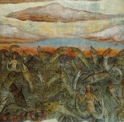 Die Fische springen aus dem Wasser (Detail der Offenbarung des Johannes)