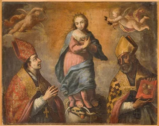 Immaculata zwischen St. Canio (oder St. Augustinus) und St. Nikolaus, erste Hälfte des 18. Jahrhunderts