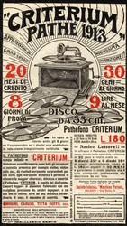 Italienische Werbung für das Criterium-Grammophon der Marke Pathé
