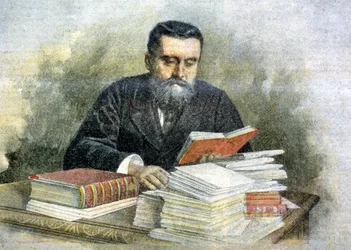 Jean Jaurès an seinem Lesepult (1859 - 1914) - in "La Tribuna illustrata"