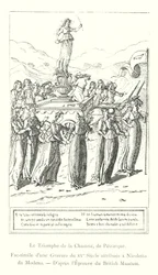 Der Triumph der Keuschheit, von Petrarca, Faksimile eines 15. Jahrhundert-Stichs, zugeschrieben Nicoletto da Modena, nach dem Exemplar des British Museum (Stich)