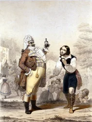 Luigi Lablache und Mario di Candia in einer Szene aus der Oper Der Liebestrank