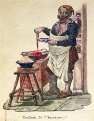 Makkaroniverkäufer, Druck, Italien