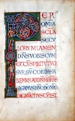 Ms.49. f.4r Historiierte Initiale 