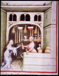 Nova 2644 fol.95v Der Kerzenladen, aus Tacuinum Sanitatis
