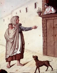 Alte neapolitanische Gewerbe: eine Bettlerin und ihr Kind in den Straßen von Neapel - (Alte neapolitanische Gewerbe: eine Bettlerin), 19. Jahrhundert - Neapel, Museo Nazionale di San Martino