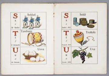 Seiten von Per il Mondo piccino ABC figurato (Für die Kinderwelt, Illustriertes ABC)
