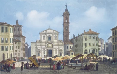 Piazza Santo Stefano aus Ansichten von Mailand und seiner Umgebung