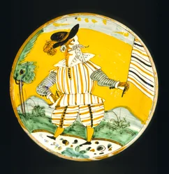 Teller mit Darstellung einer männlichen Figur, Monte Lupo Werkstatt