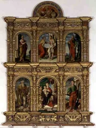 Polyptychon mit der Madonna und Kind mit Heiligen
