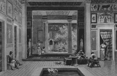 Pompeji: Haus des tragischen Dichters (Lithographie)