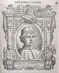 Porträt von Piero della Francesca (1415-92) aus Vasaris Leben der Künstler, erstmals veröffentlicht 1550