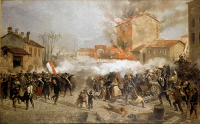 Revolutionen von 1848, Fünf Tage von Mailand: Aufständische erobern am 22. März das Porta Tosa (Gemälde)